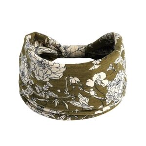 Boho Floral Headband Olive Vintage Flower Hair Wrap Cottagecore Accessories